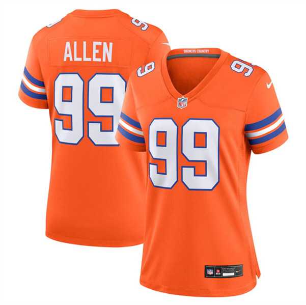 Women%27s Denver Broncos #99 Zach Allen Orange Mile High Collection 1977 Throwback Stitched Jersey Dzhi->dallas cowboys->NFL Jersey